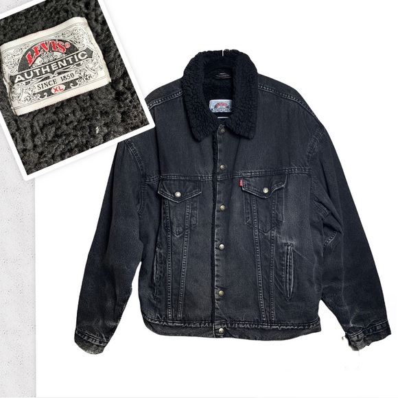 Vintage 80s Levis Type 3 Sherpa Denim Trucker Jean Jacket Marlboro Man